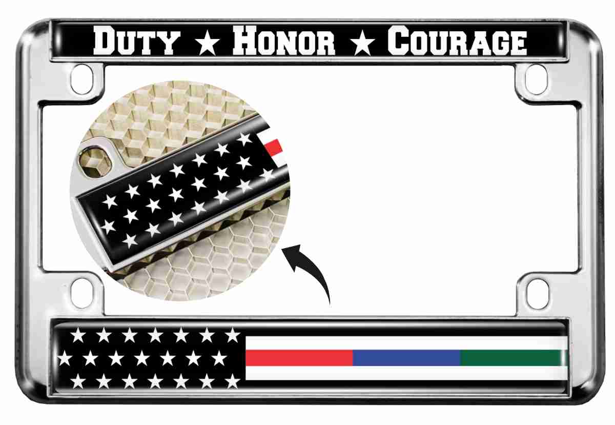 How is the artwork applied to the license plate frame?
