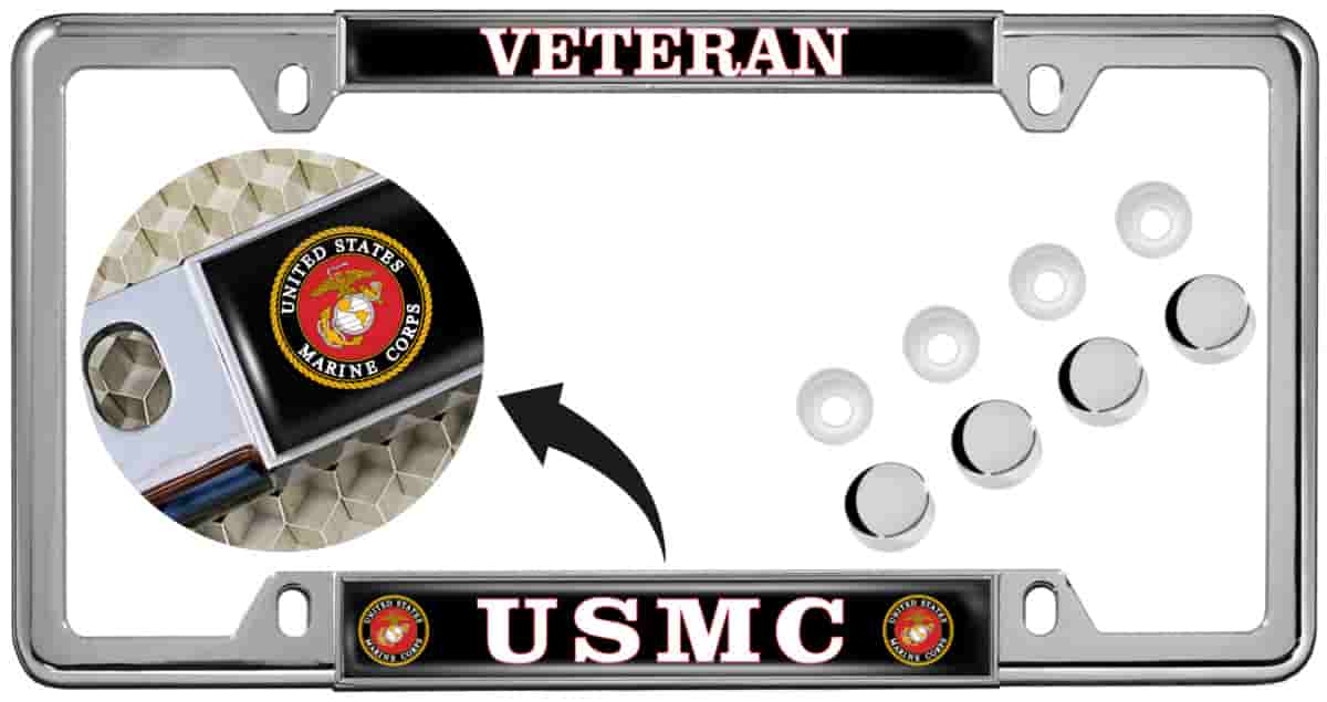 USMC - Veteran Marine Corps - Car Metal License Plate Frame Questions & Answers