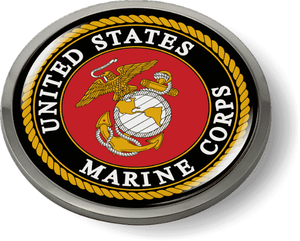 What are the available material options for the emblems?