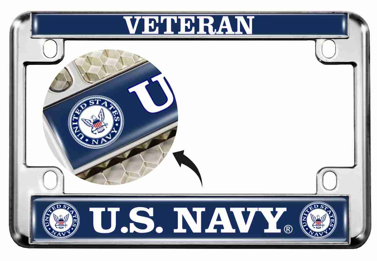 U.S. Navy Veteran - Motorcycle Metal License Plate Frame (wb) Questions & Answers