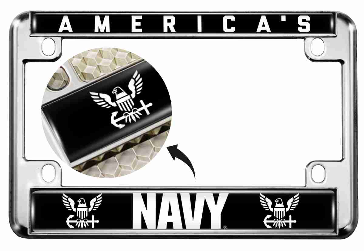 How is the design of the license plate frame protected?
