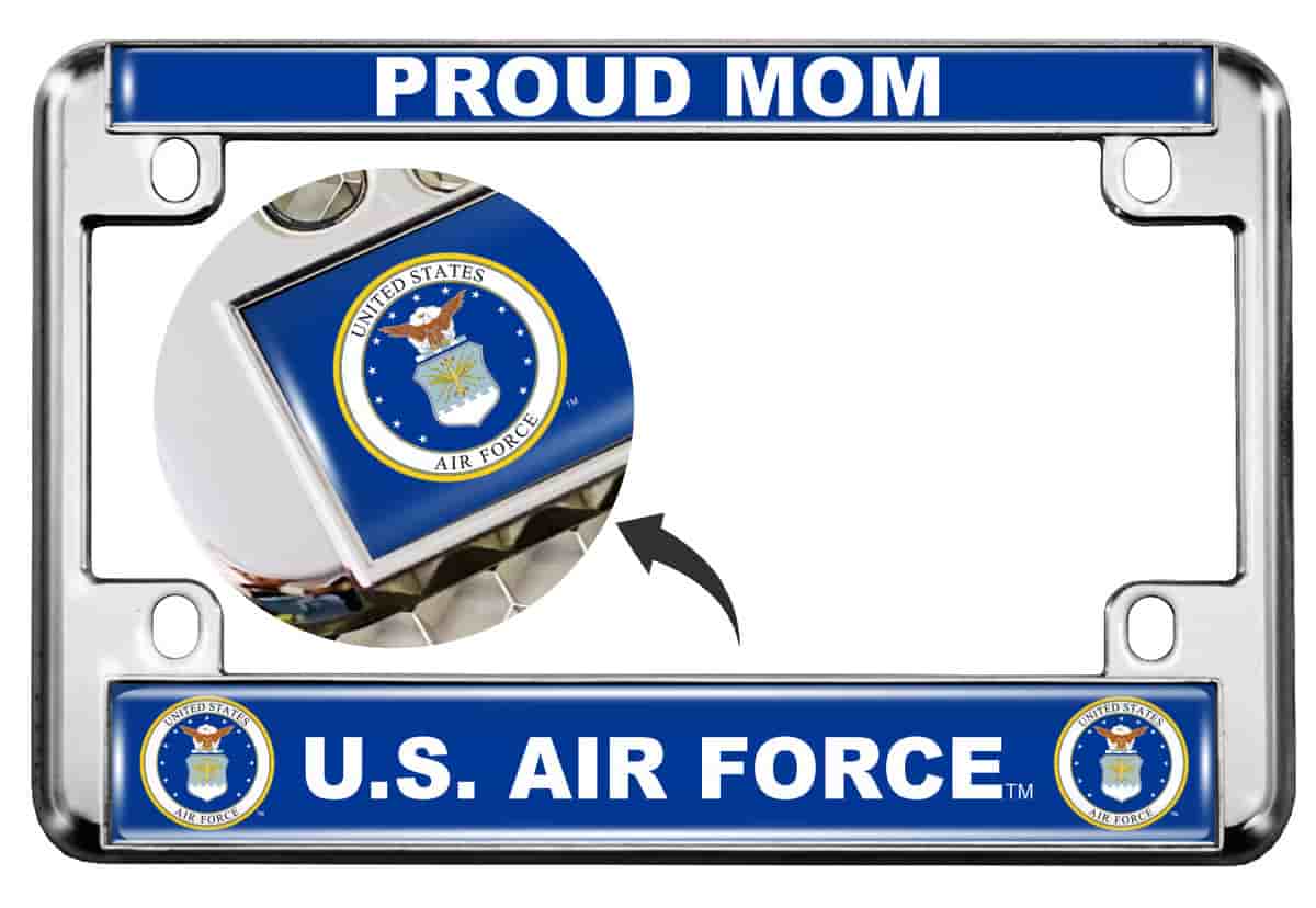 USAF - U.S. Air Force Proud Mom - Motorcycle Metal License Plate Frame Questions & Answers