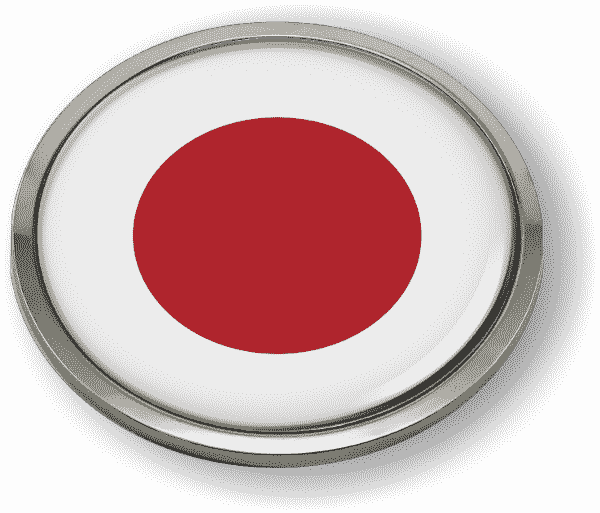 What feature is applied over the image on the emblem?